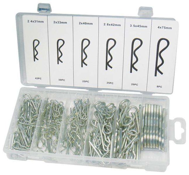 Duratool: Hitch Pin Set - Steel - Assorted Sizes - 150 Pieces - D01894