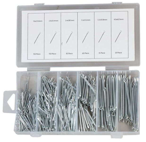 Duratool, Cotter Pin Set, Assorted, Steel, Silver, 500 Pieces, D00366