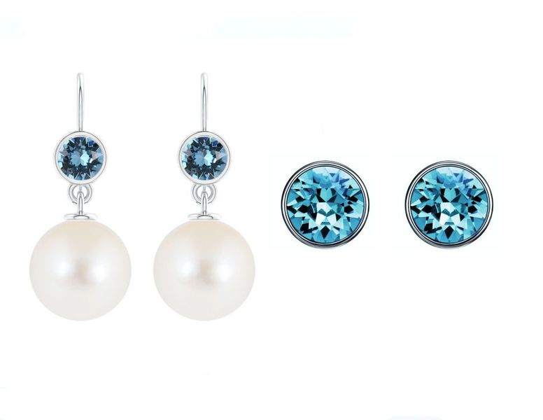Civetta Spark 925 silver hoop &amp; Chene Studs- Aquamarine