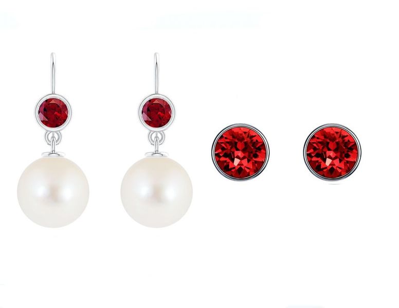 Civetta Spark 925 silver hoop &amp; Chene Studs- Ruby