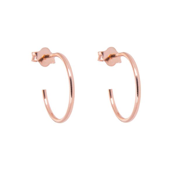 Rose Gold Plated Open 14mm Hoop Stud Earrings