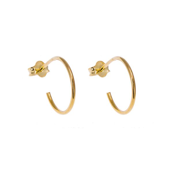 Gold Plated Open 14mm Hoop Stud Earrings