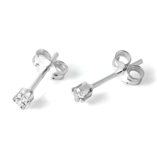 Broadway Jewellers - 925 Sterling Silver 6mm Cubic Zirconia Tube Stud Earrings