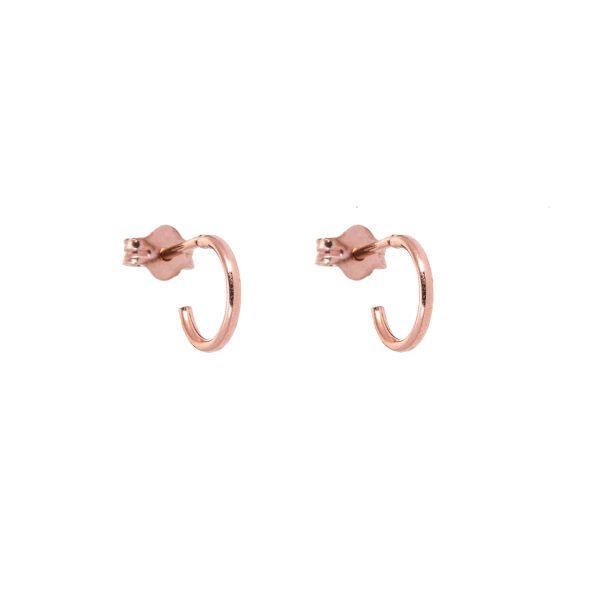Rose Gold Plated Sterling Silver Open 8mm Hoop Stud Earrings