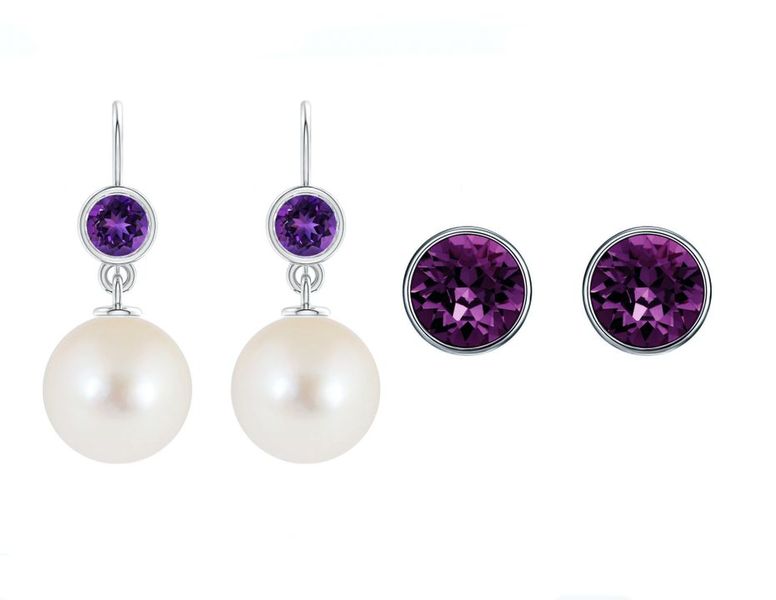 Civetta Spark 925 silver hoop &amp; Chene Studs- Amethyst