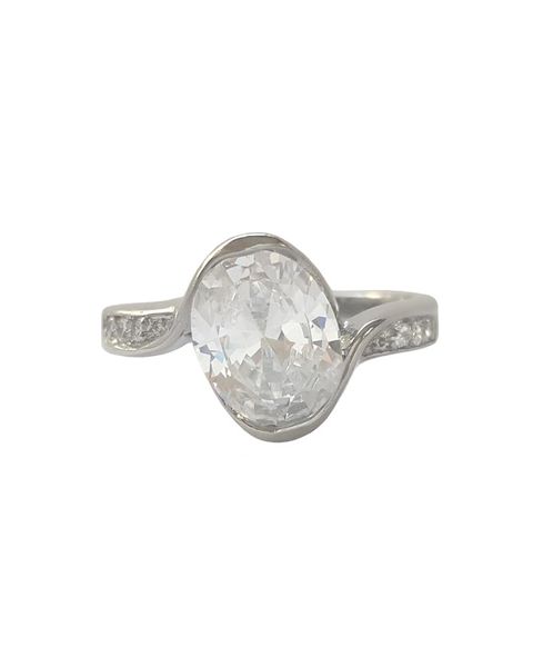 Miss Jewels- Stainless Steel Oval Wrapped Cubic Zirconia Ring