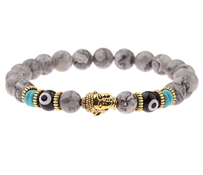 Evil Eye Buddha Bracelet in Grey