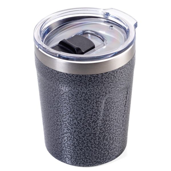 TROIKA Travel Mug Double-Walled Insulation 160ml Hammer Blow Titanium