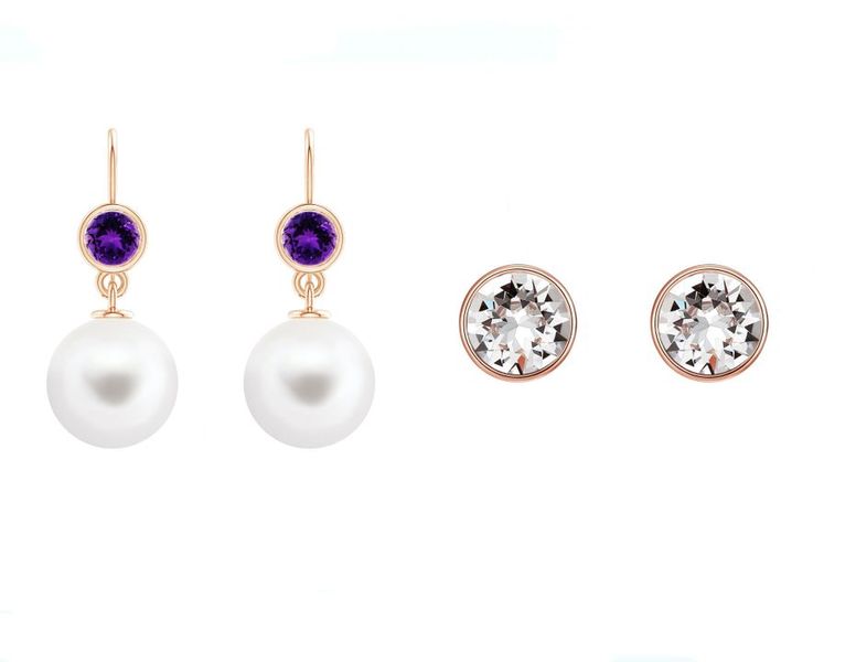 Civetta Spark 925 Silver Hoop &amp; Chene Studs - Amethyst Rosegold