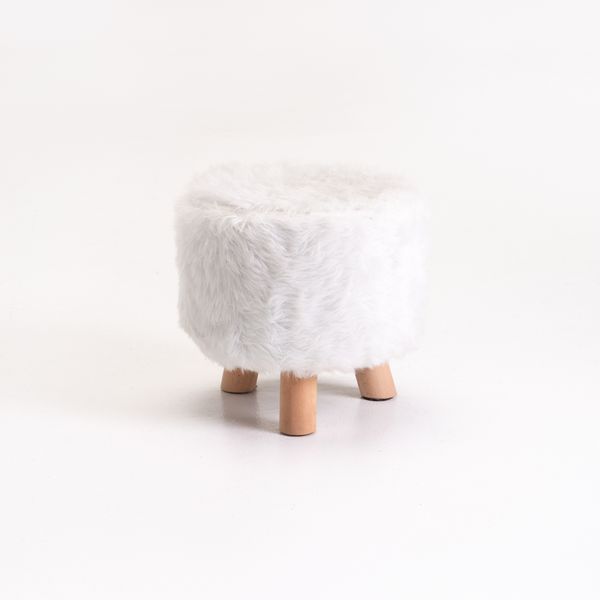 White Fur Stool