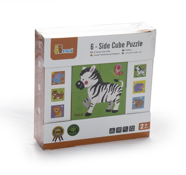 VIGA 4pcs 6-Side Cube Puzzle - Wild Animal