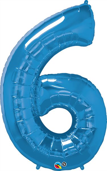 34inch Foil Balloon Number 6 Sapphire Blue
