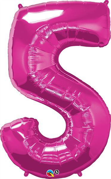 34inch Foil Balloon Number 5 Magenta