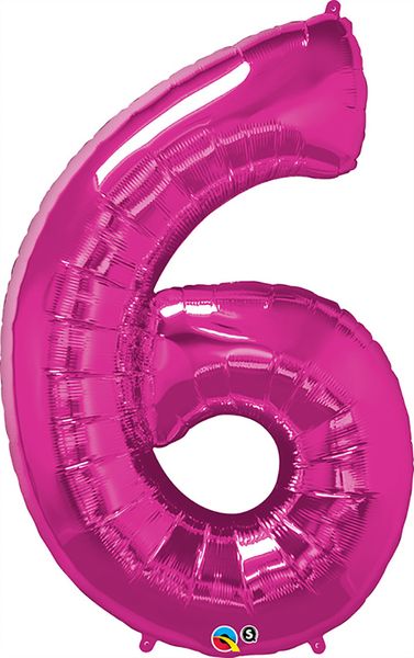 34inch Foil Balloon Number 6 Magenta