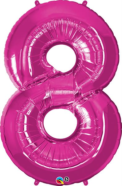 34inch Foil Balloon Number 8 Magenta