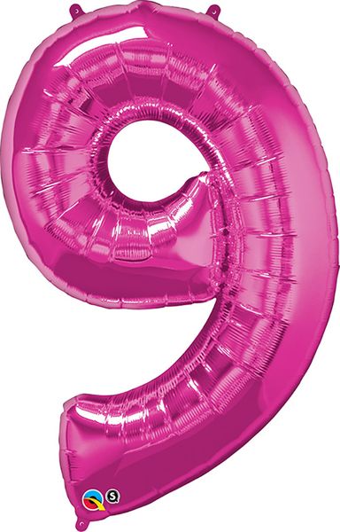 34inch Foil Balloon Number 9 Magenta