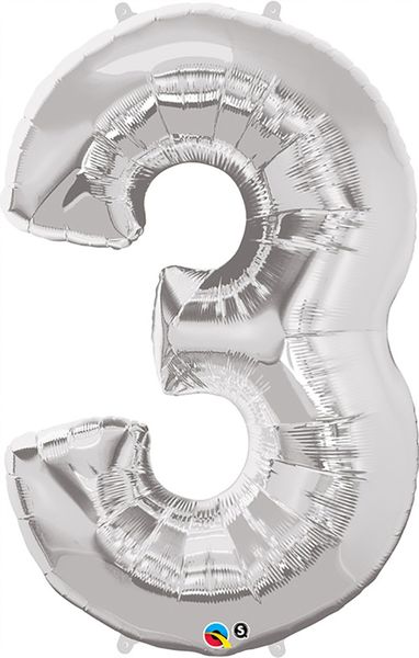 34inch Foil Balloon Number 3 Silver