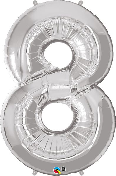 34inch Foil Balloon Number 8 Silver