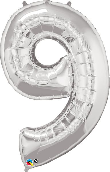 34inch Foil Balloon Number 9 Silver