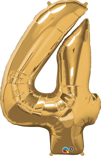 34inch Foil Balloon Number 4 Metallic Gold