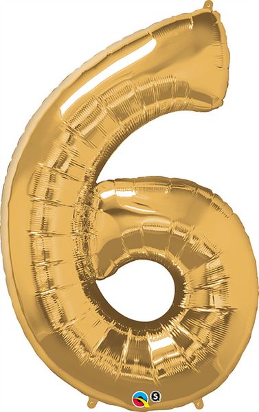 34inch Foil Balloon Number 6 Metallic Gold