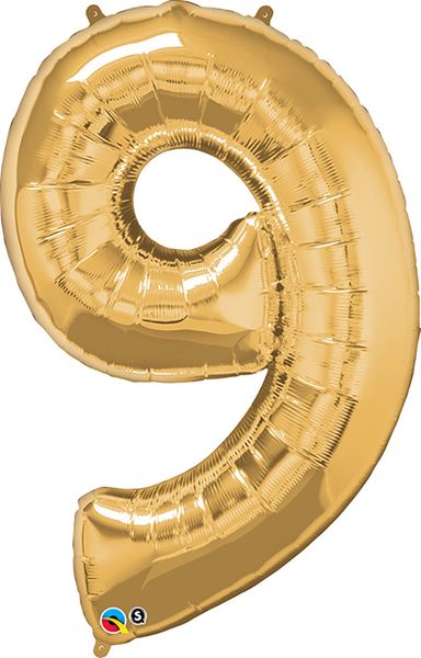 34inch Foil Balloon Number 9 Metallic Gold