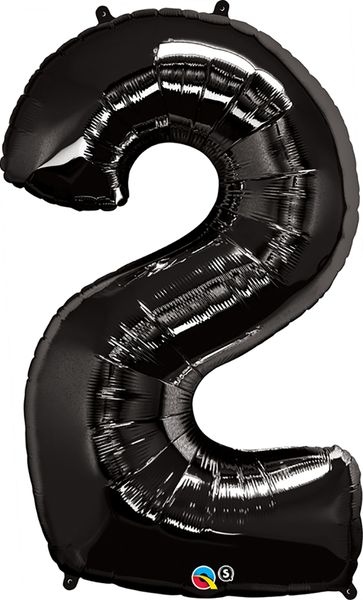 34inch Foil Balloon Number 2 Onyx Black