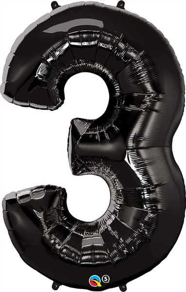 34inch Foil Balloon Number 3 Onyx Black
