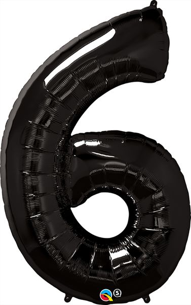 34inch Foil Balloon Number 6 Onyx Black