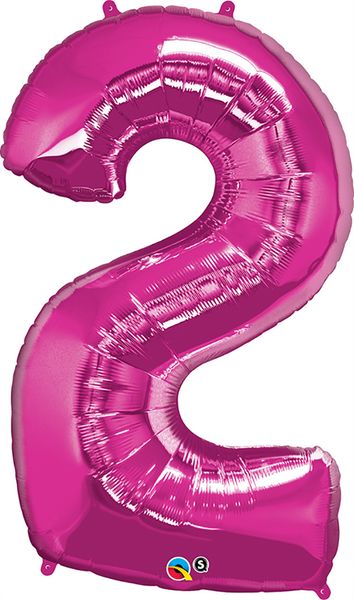 34inch Foil Balloon Number 2 Magenta