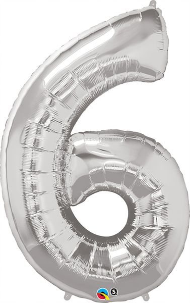 34inch Foil Balloon Number 6 Silver