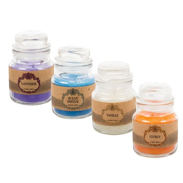 Candle In Glass Holder &amp; Lid x 4 high scent content - 8.5cm - Set of 8
