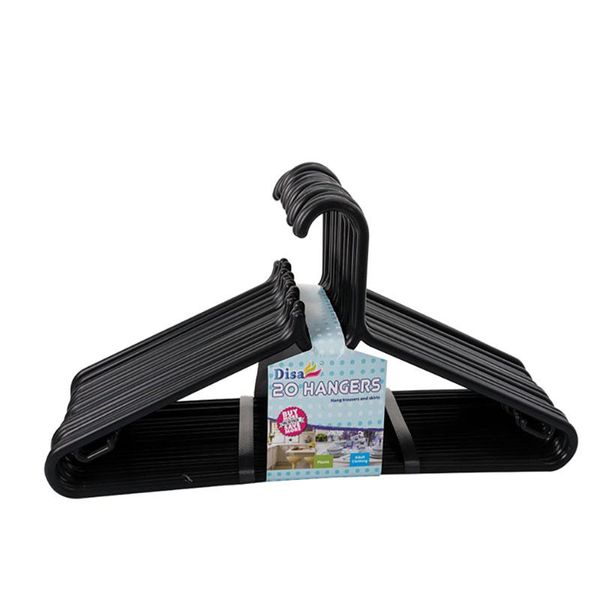 Black Clothes Hangers Plastic - 20 Piece Per Pack - 8 Packs