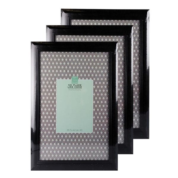 Black A3 Wooden Picture Frames for Photo &amp; Certificate - 3 Pack - 29.7 x 42cm