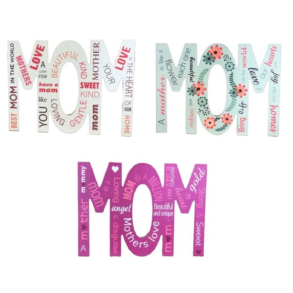 Mom Cut Out Hanging Plaque x 3 - 24 x 17cm