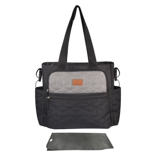 Totes Babe Caricia Diaper Tote Bag - 22L - Black/Grey