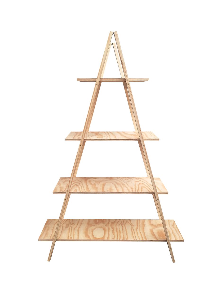 4 Tier A Frame Wooden Ladder Display, Wooden Display Ladder Shelves