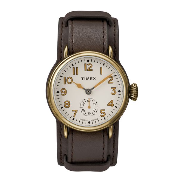 White Dial &amp; Brown Leather Strap image
