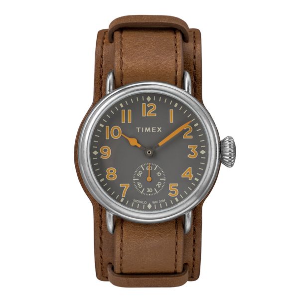 Timex Welton Gents Watch - White Dial &amp; Brown Leather Strap