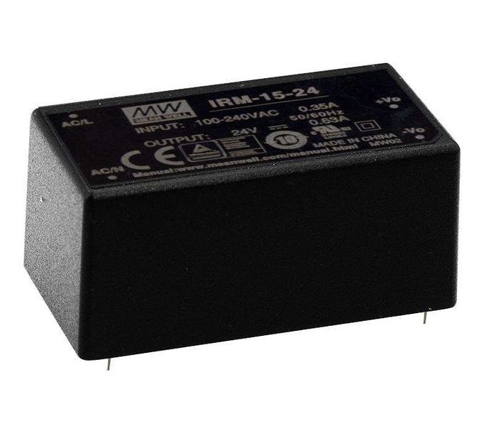 Mean Well, AC/DC PCB Mount Power Supply (PSU),ITE,1Output,15 W, IRM-15-12