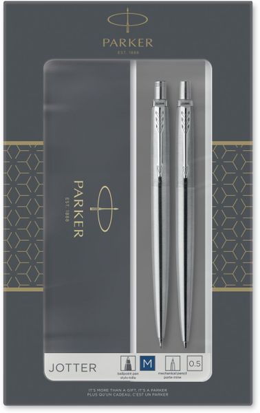 Parker Jotter Ballpoint Pen &amp; Pencil Set - Stainless Steel Chrome Trim