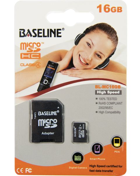 Baseline 16GB 10Mb/s MicroSDC4 With Adapter