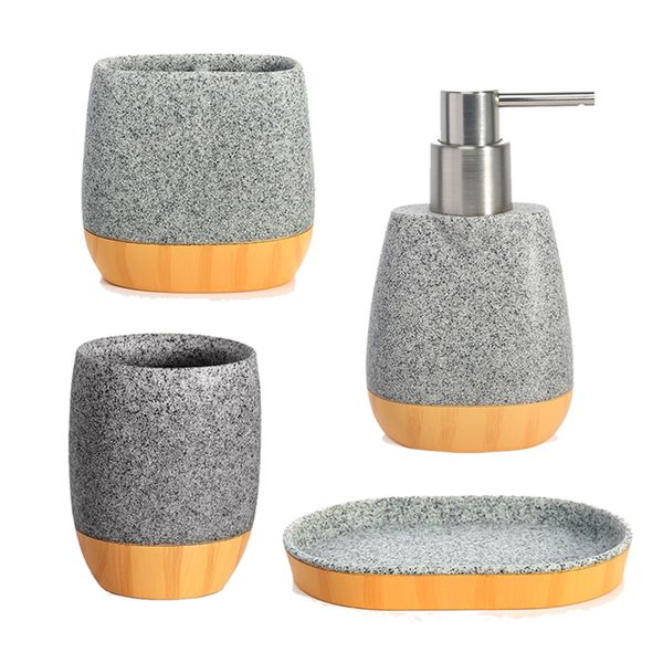 Resin &amp; Wood Bathroom Set