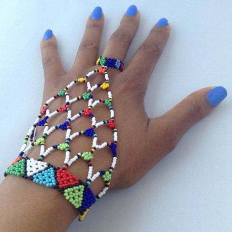 Southwest Beaded Bracelet with Rustic Leather | Chrysalis Tribal Jewelry
