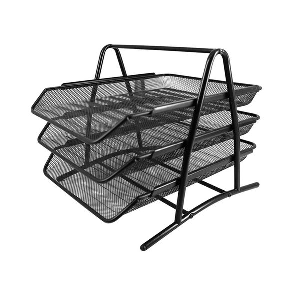 Three Layer Metal Document Tray - Black
