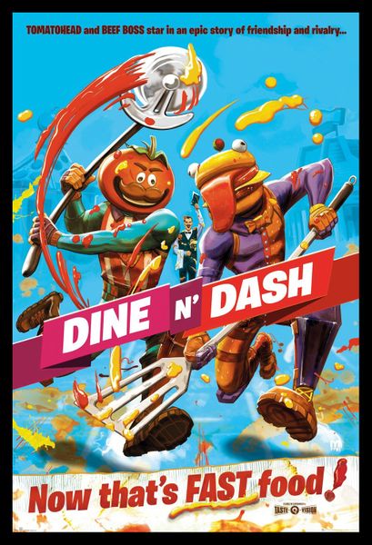 Fortnite - Dine N Dash Poster with Black Frame