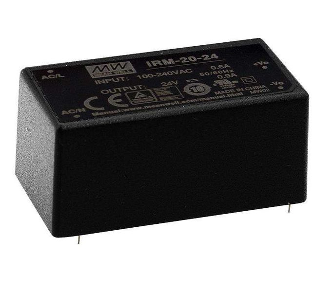 Mean Well, AC/DC PCB Mount Power Supply(PSU),ITE,1 Output,20W,15V,IRM-20-15