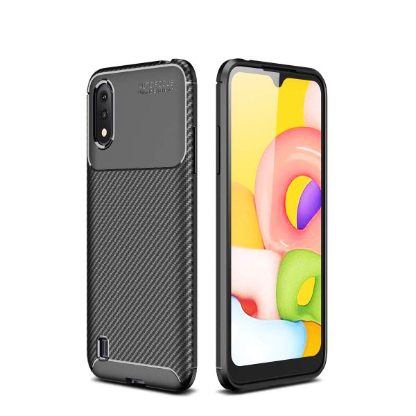 Tekron Premium Shock Resistant Slim TPU Carbon Case for Samsung Galaxy A01