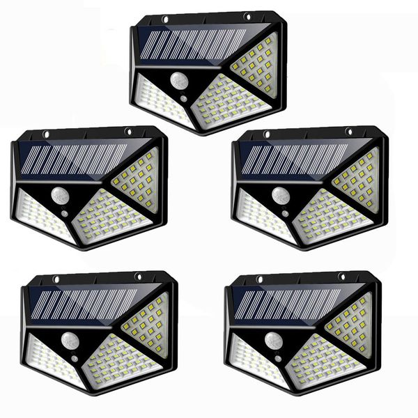 Bunker 5 Piece 100 LED Solar Powered Motion Sensor Wall Light