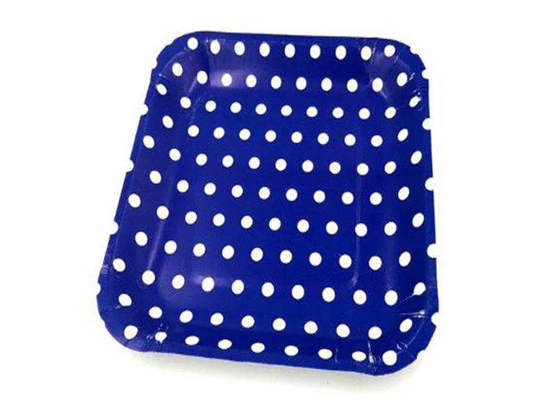G4A - Square Paper Plate - Blue Polka Dot - Set of 20